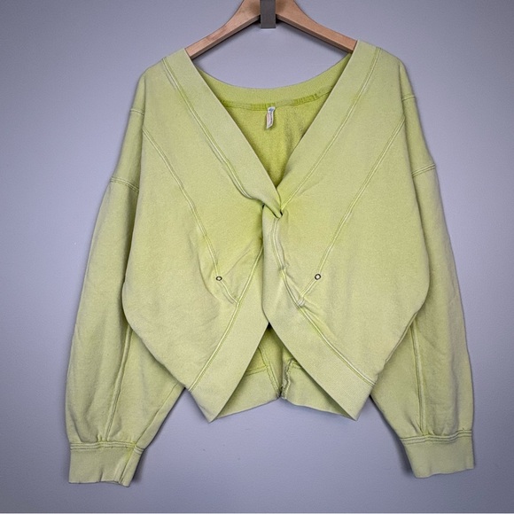 Free People Go For Gold Reversible Pullover Sweatshirt Sz S Key Lime Green - Picture 6 of 15